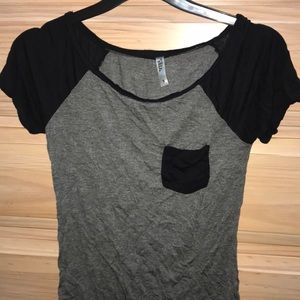 black and grey top